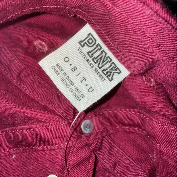 NEW PINK VICTORIA’S SECRET BURGUNDY BASEBALL CAP, MAROON SIGNATURE LOGO HAT NWT - Picture 5 of 12